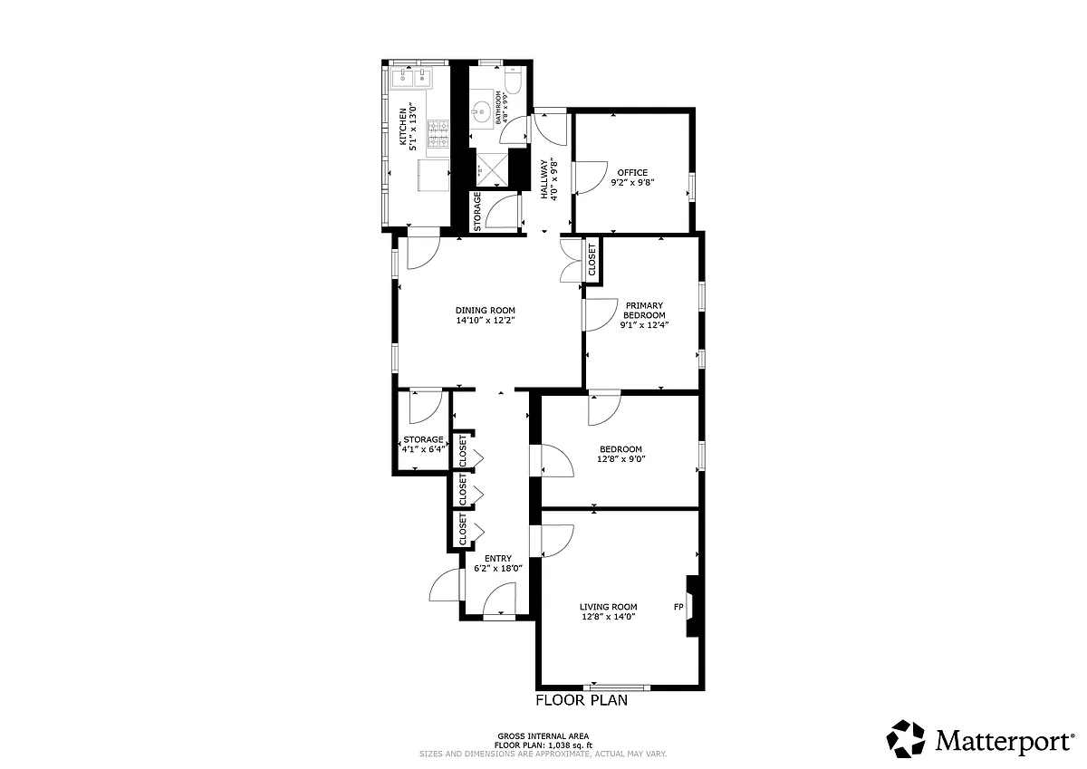 Floor plan 2 Bed 1 Bath