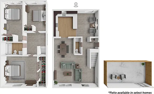 Floor plan 3bd 1.5bth TH 1380