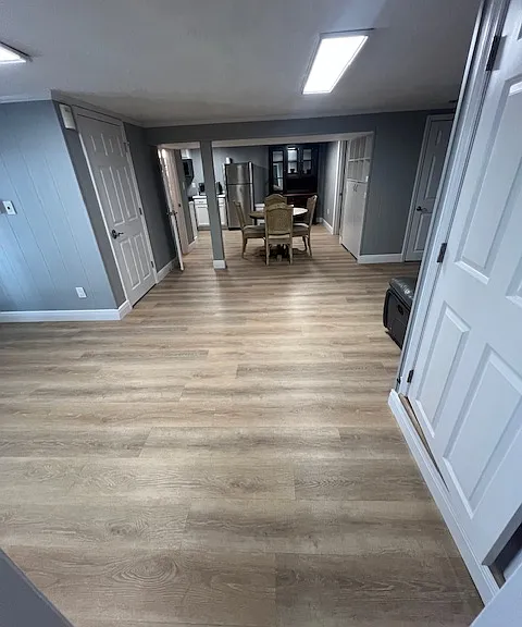 View from owner's bedroom toward dining room