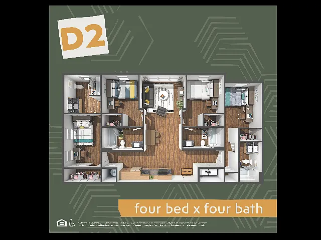 Floor plan 4BR/4BA - D2