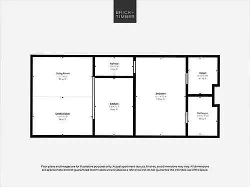 Floor plan 2 Bedroom 1 Bath