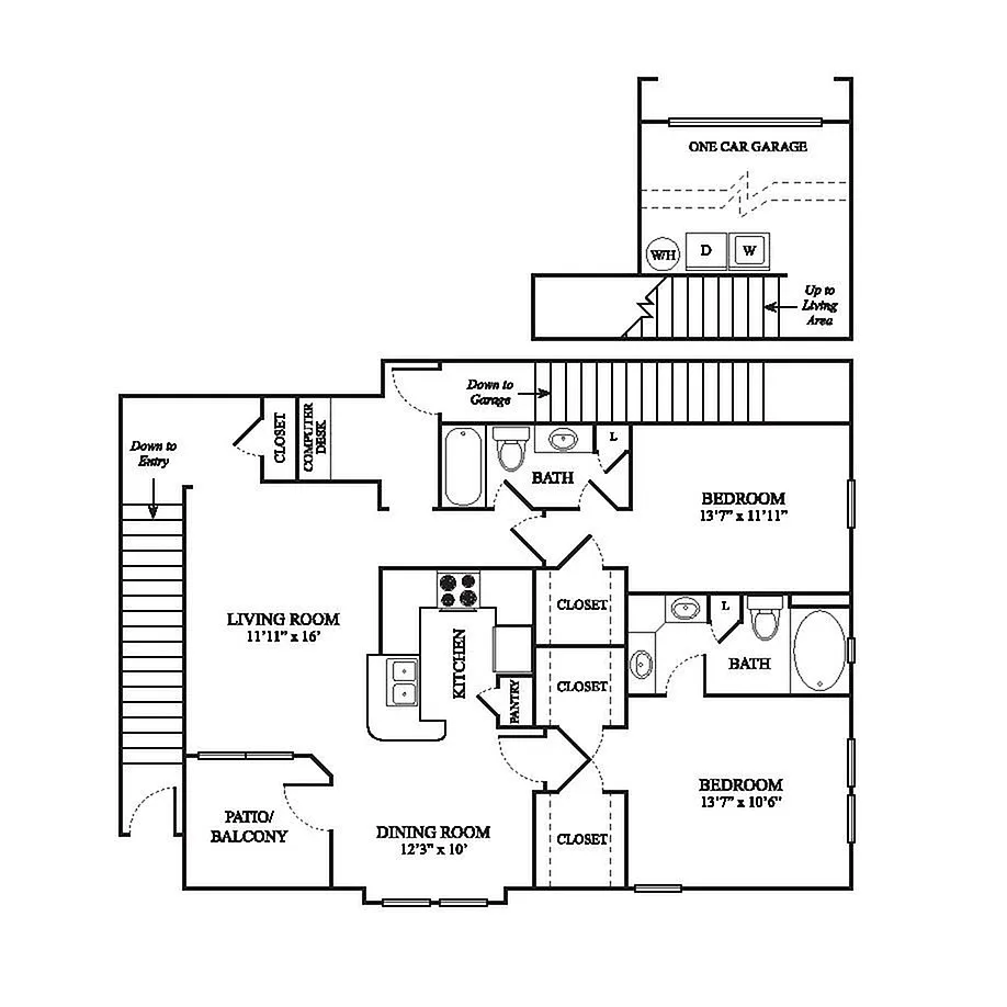 Floor plan E3 Upgraded w/Attached Single Garage