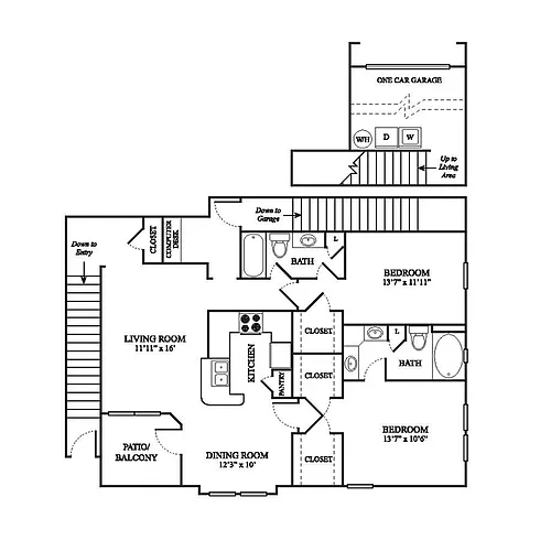 Floor plan E3 Upgraded w/Attached Single Garage
