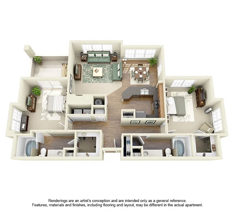 Floor plan Two Bedroom Two Bath B5
