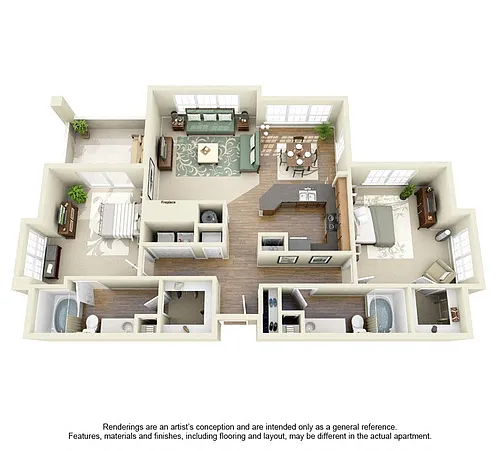 Floor plan Two Bedroom Two Bath B5