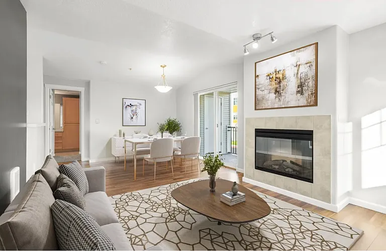 Living room and dining area