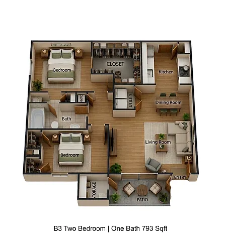 Floor plan 2 bedroom 1 bath