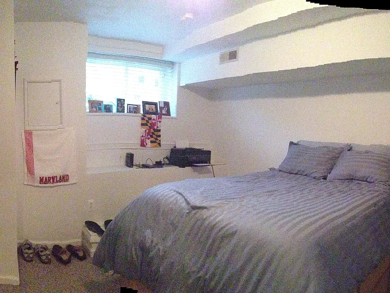 Basement Bedroom which has it's own bathroom. Room is quiet and stays cool during the summer heat.