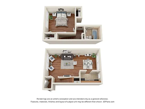 Floor plan ONE BEDROOM DUPLEX