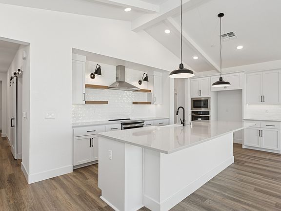 Kitchen with pendant lights