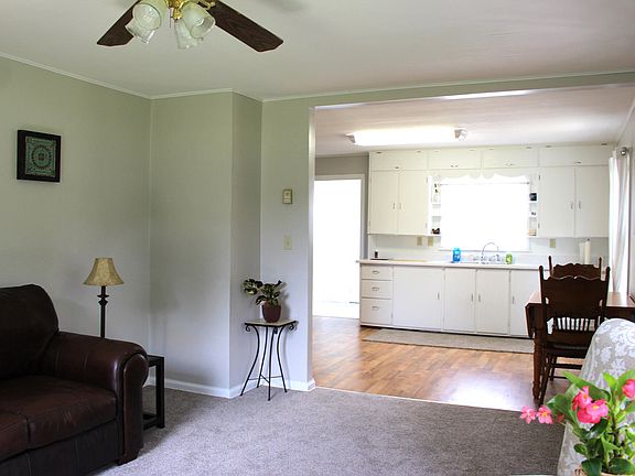 View from the living room showing open layout to the kitchen.