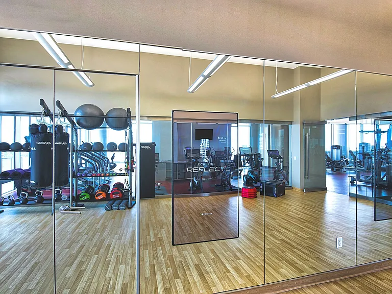 Our fitness center features Echelon Reflects, smart mirrors that offer hundreds of on-demand fitness classes.