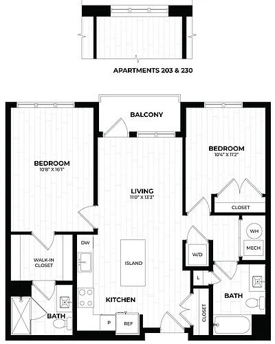 Floor plan 2 Bed/2 Bath-2.2