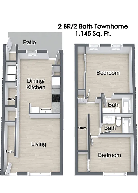 Floor plan Two Bedroom Townhome