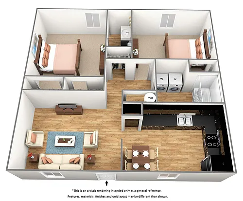 Floor plan 2 Bed 2 Bath - B1