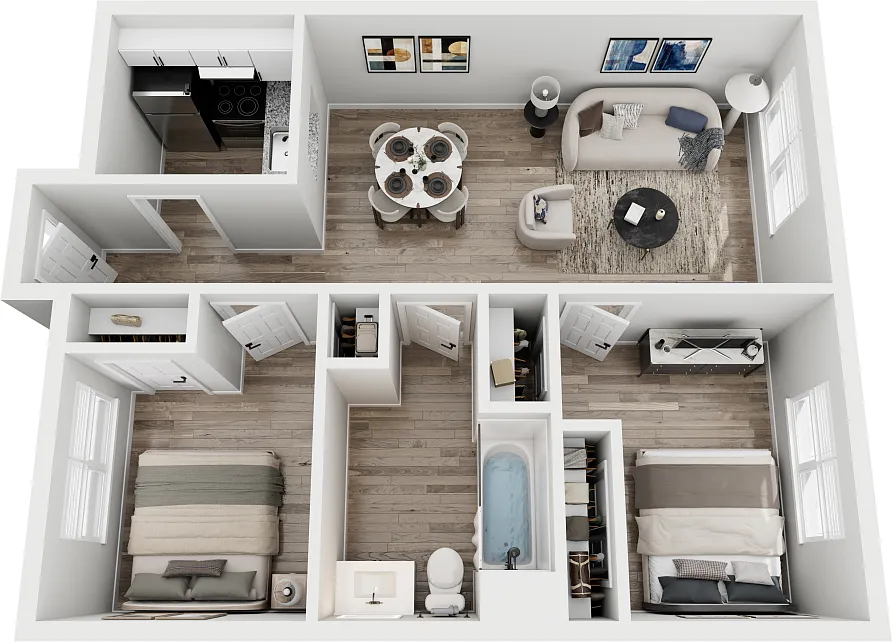 Floor plan B2 | 2 Bed | 1 Bath - Classic