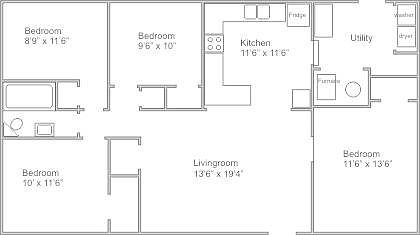 There are 4 total bedrooms counting the bedroom/study/office. City law prohibits renting to more than 3 unrelated adults. If you have a family you can have more people.