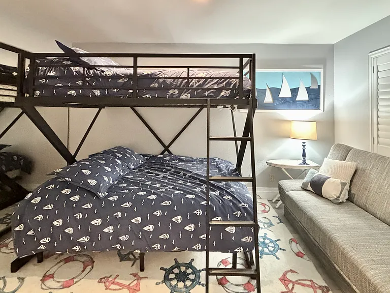 Upstairs bedroom with full bunkbeds
