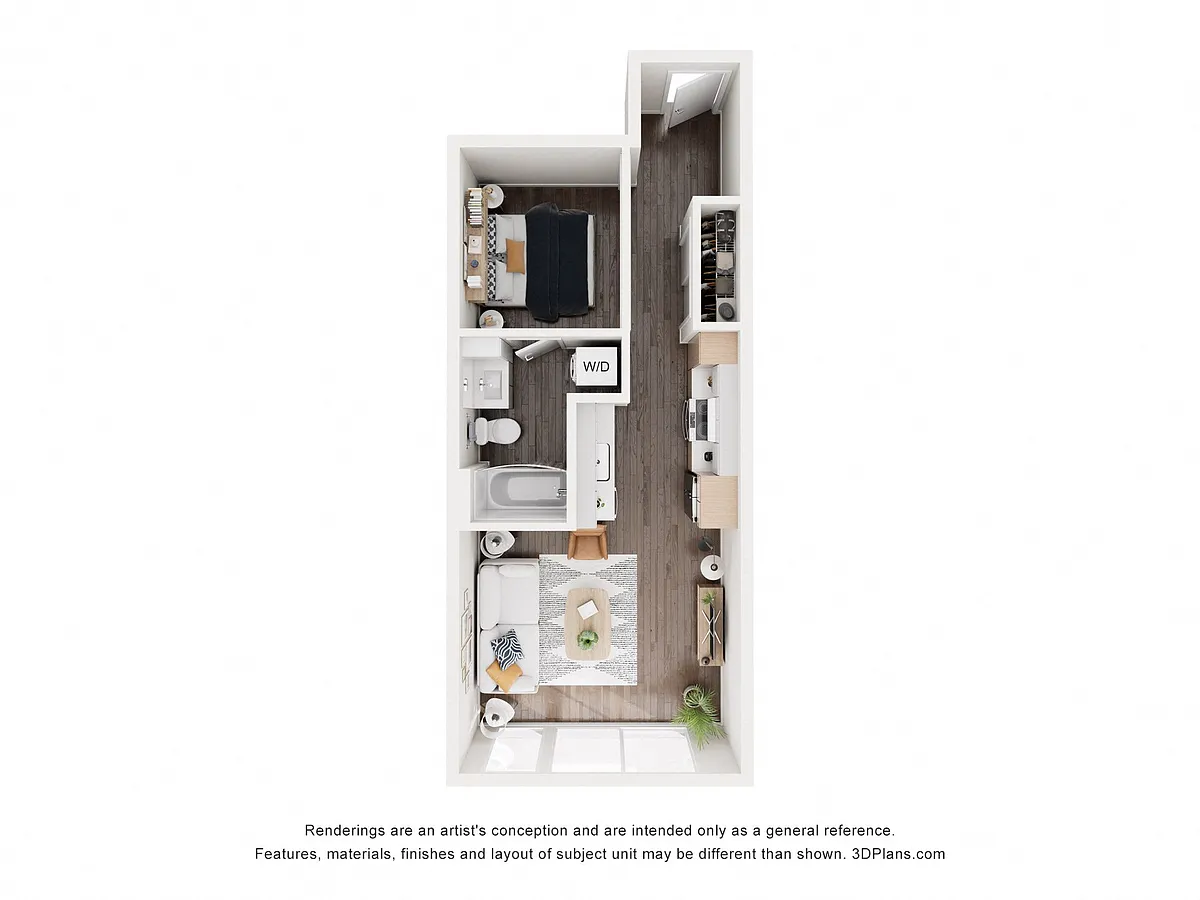Floor plan Open 1 Bedroom - A2