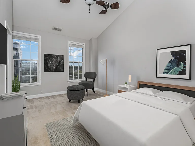 Primary suite staged
