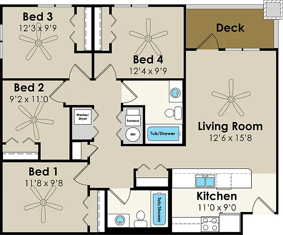 Floor plan 4BR/2BA- Remodeled
