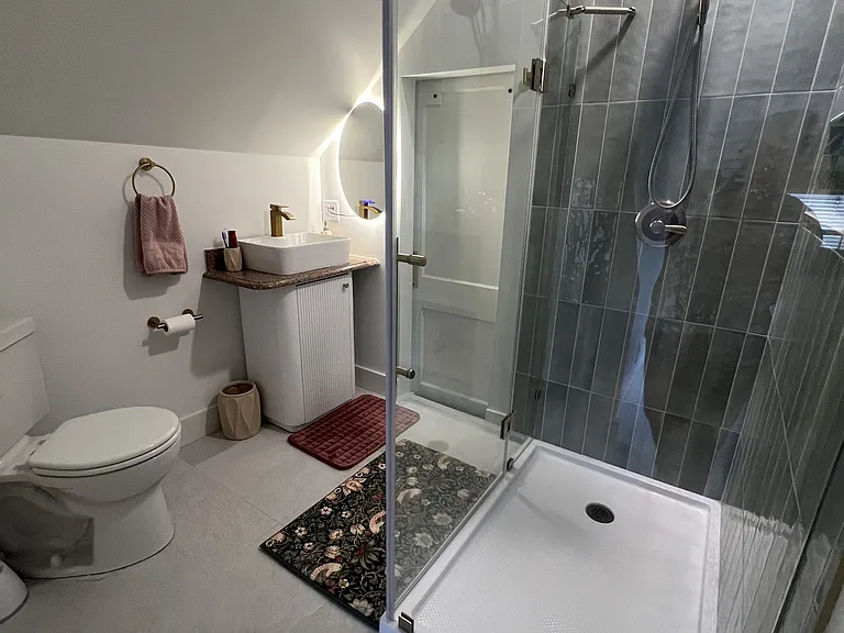 Attic bedroom: Brand new 3/4 bathroom