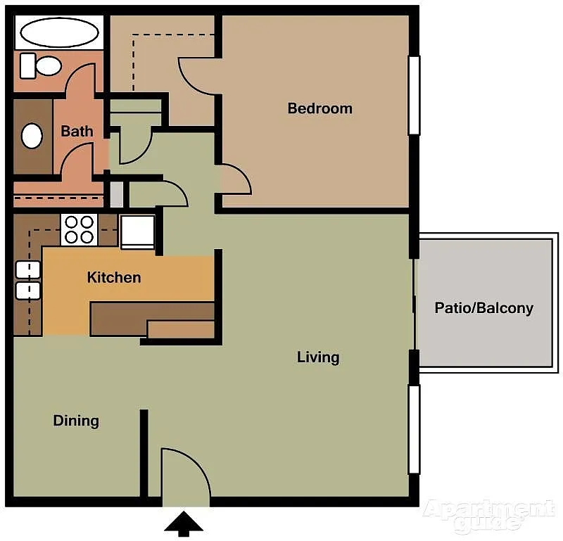 Floor plan 1 bedroom 1bath A