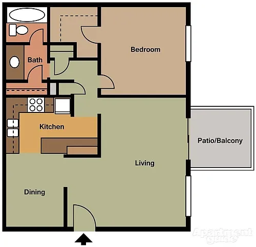 Floor plan 1 bedroom 1bath A