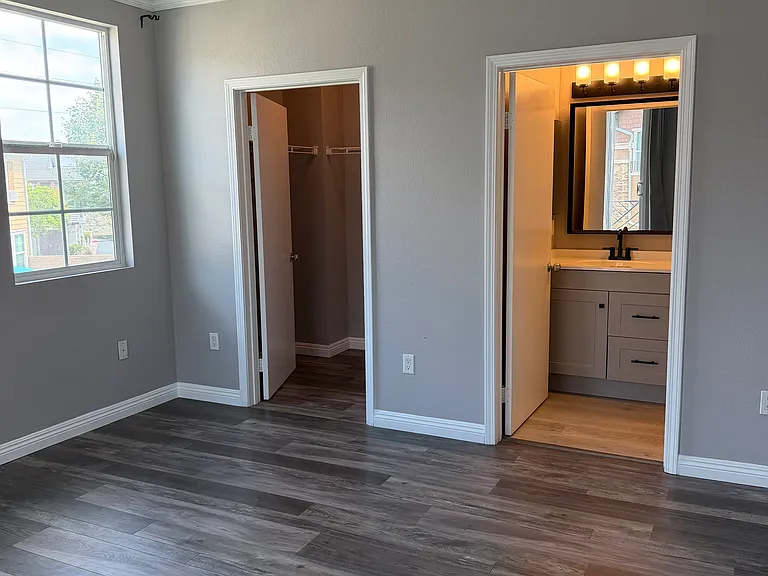 Primary bathroom and walk-in closet.