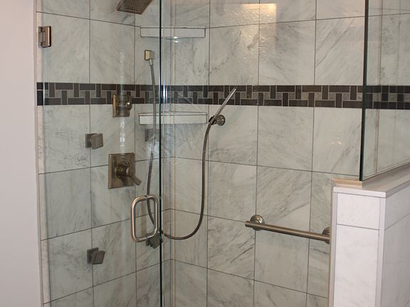 jetted spray tile shower!