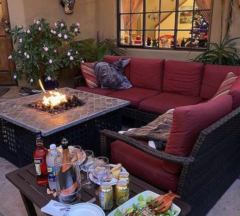 Evening in courtyard