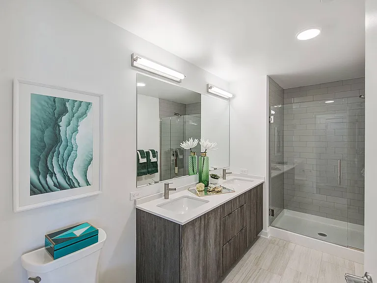 Bathroom with Shower and Double Sinks