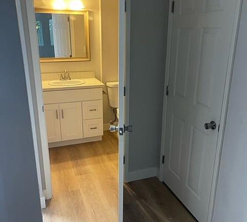 Bathroom with new vanity, mirror, etc.