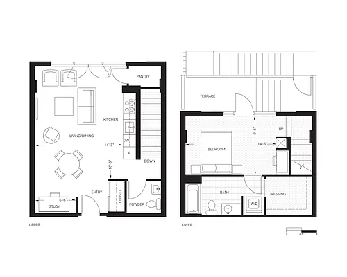Floor plan 1x1.5 TH - A