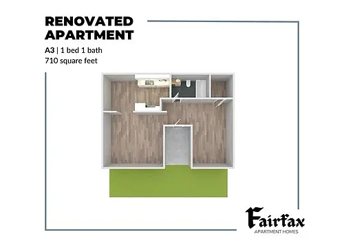 Floor plan 1 Bed, 1 Bath A3