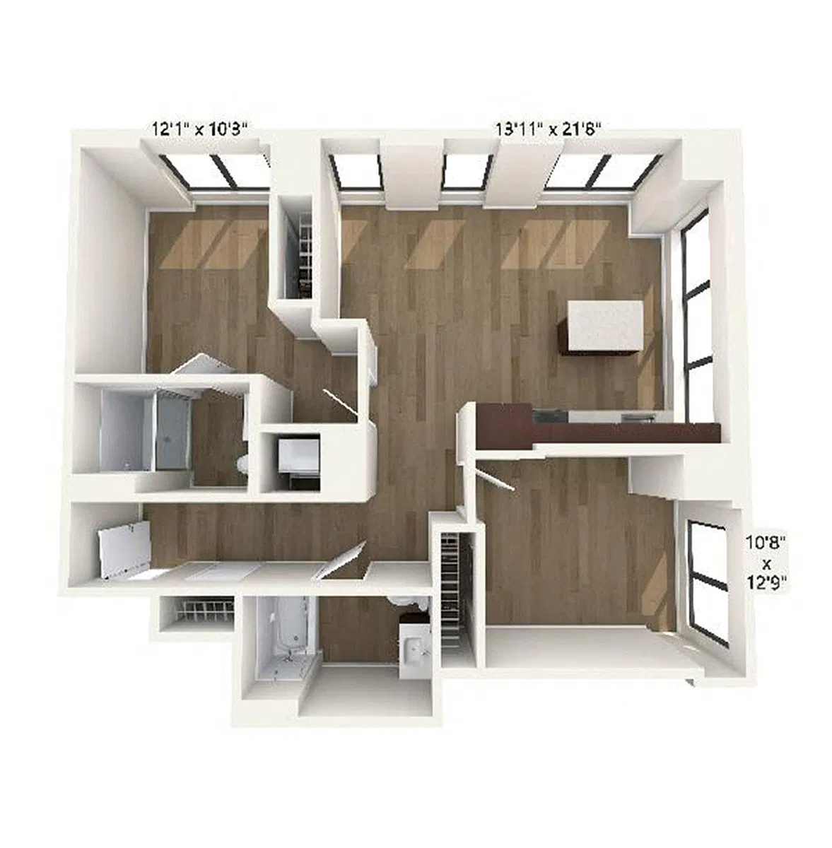 Floor plan B6 | 2 Bed | 2 Bath