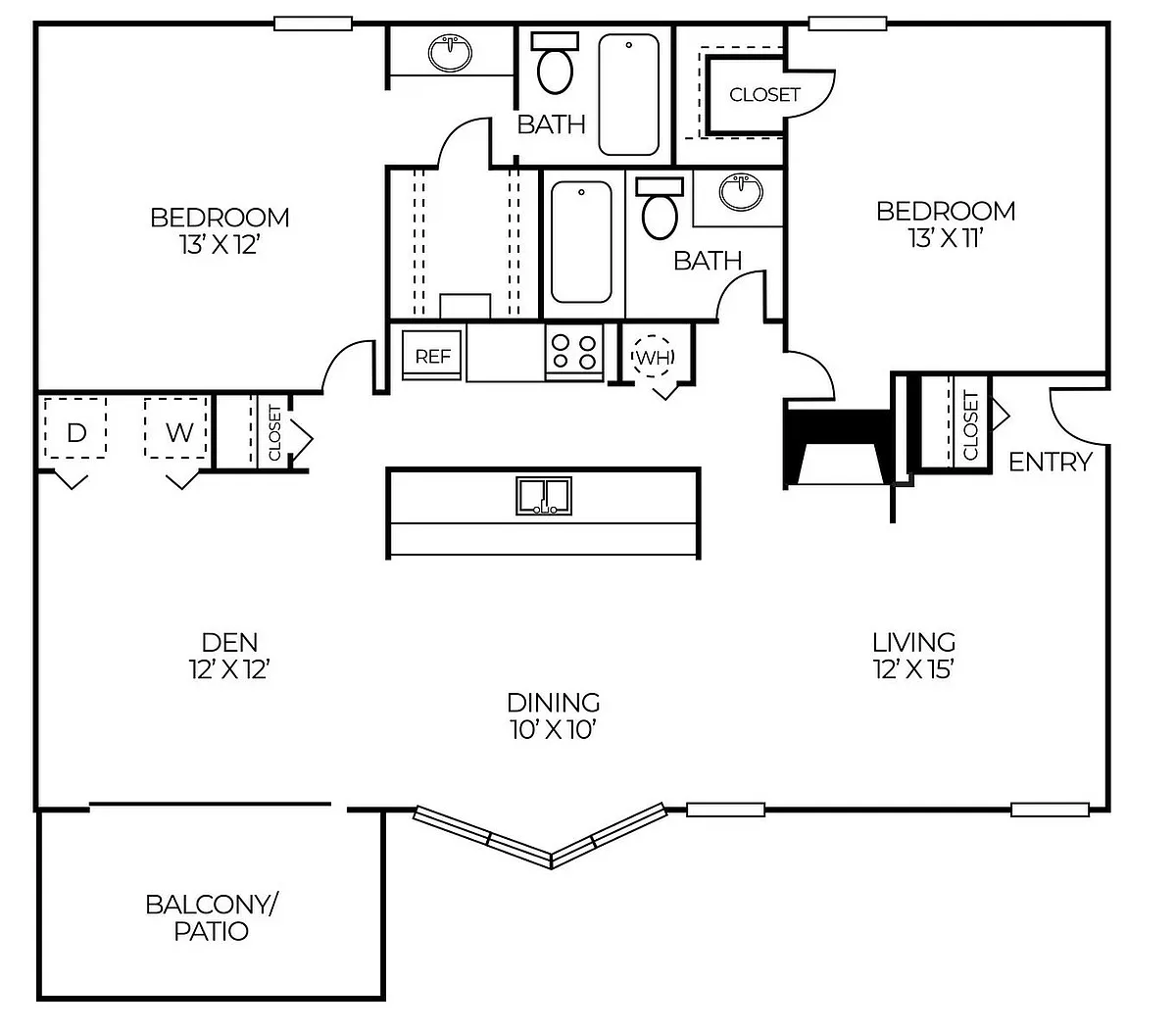 Floor plan B9 | 2 Bed | 2 Bath | Classic