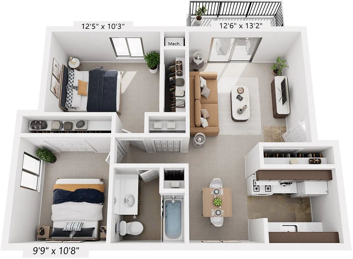 Floor plan Two Bedroom Deluxe