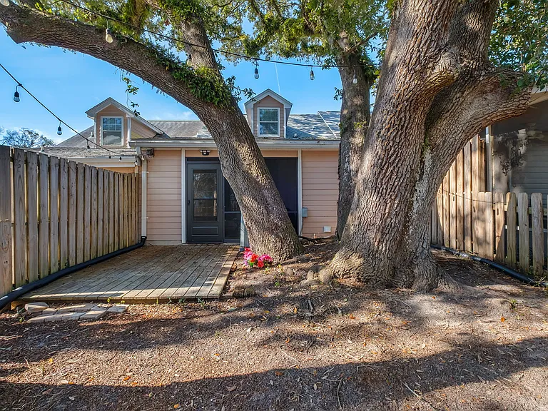 Outdoor view from edge of fenced yard