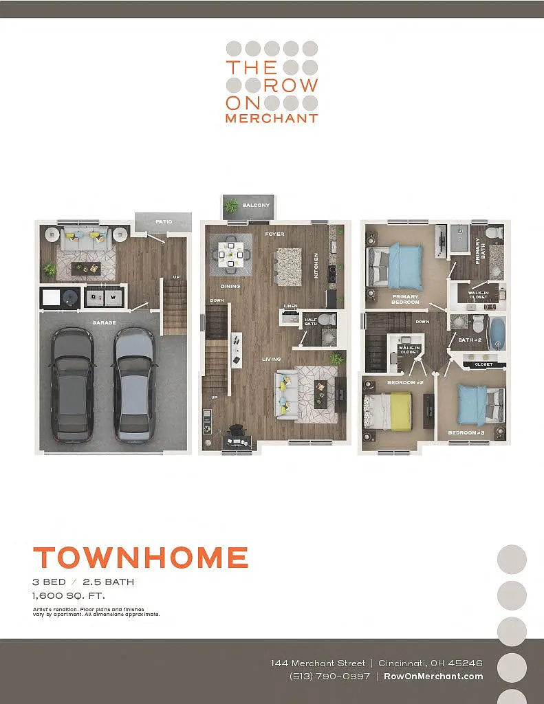 Floor plan 3 Bed, 2.5 Bath - Townhome