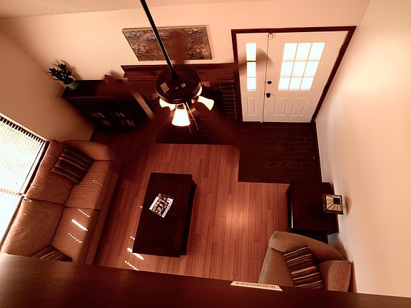 View of living area from the loft