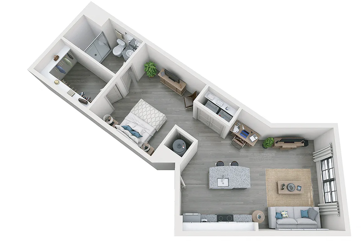 Floor plan Walter 1 Bedroom 1 Bath