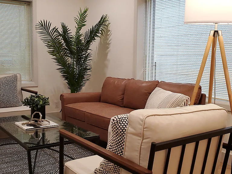 Two large windows in the living room