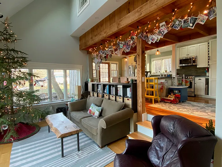 Living room with skylights