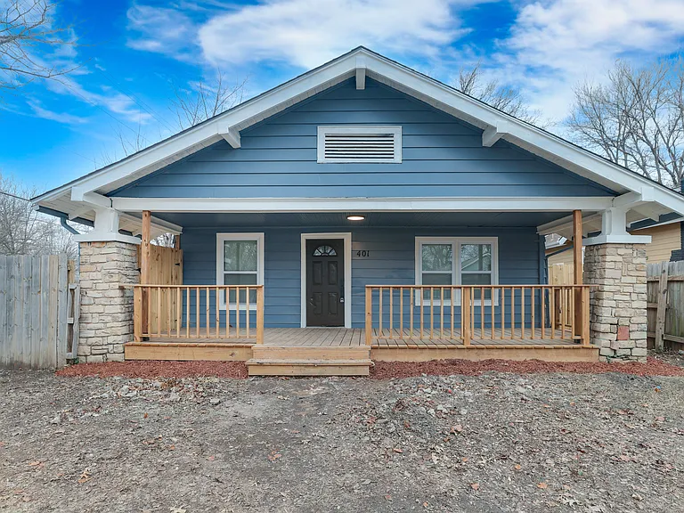 Front of the home, There is Grass in the front and Back yard now.