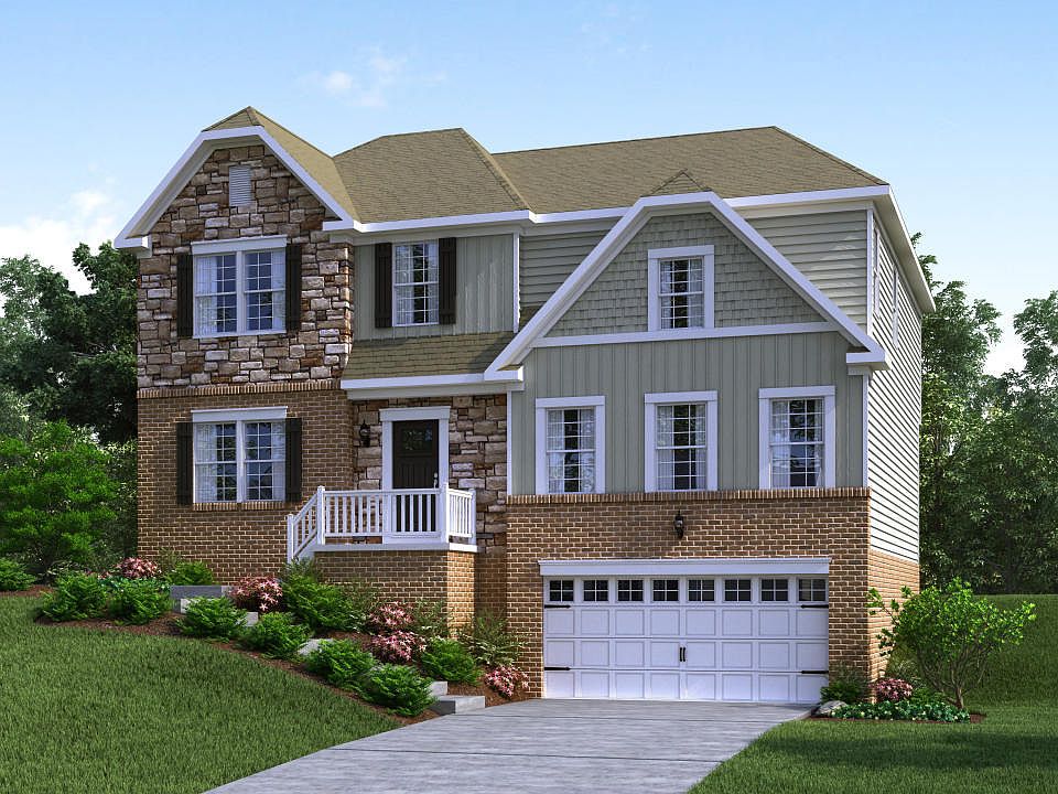 Elevation H Opt New England Inspired Brick Stone Facade with Garage Do