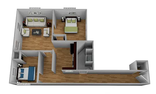 Floor plan 2 Bedroom 1 Bathroom