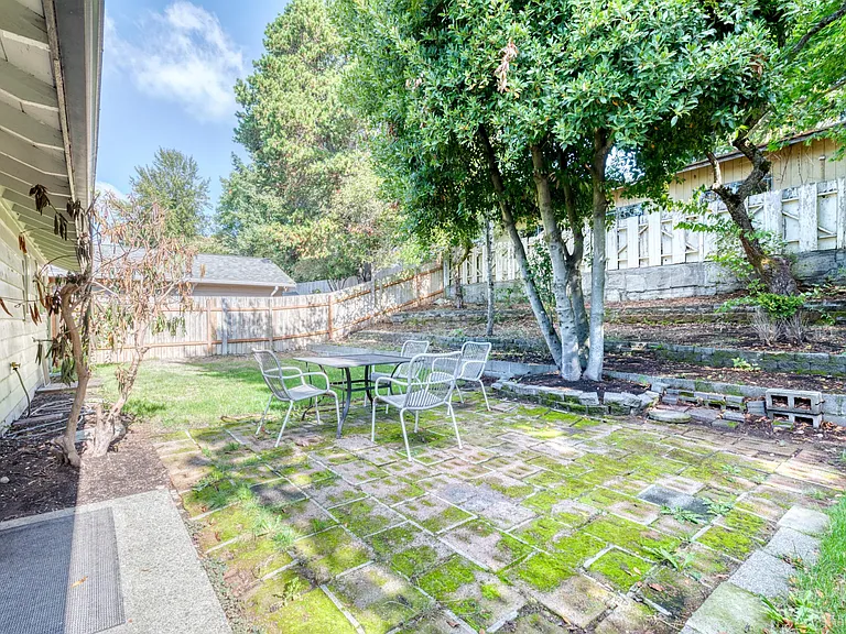 Big fenced backyard with nice patio