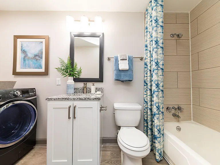 Bathroom and laundry area