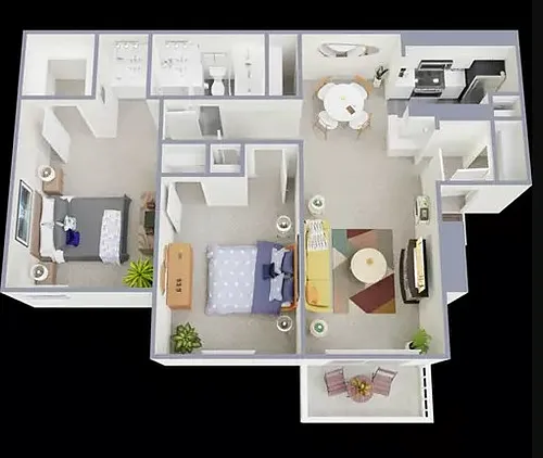 Floor plan 2 Bedroom 1 Bathroom